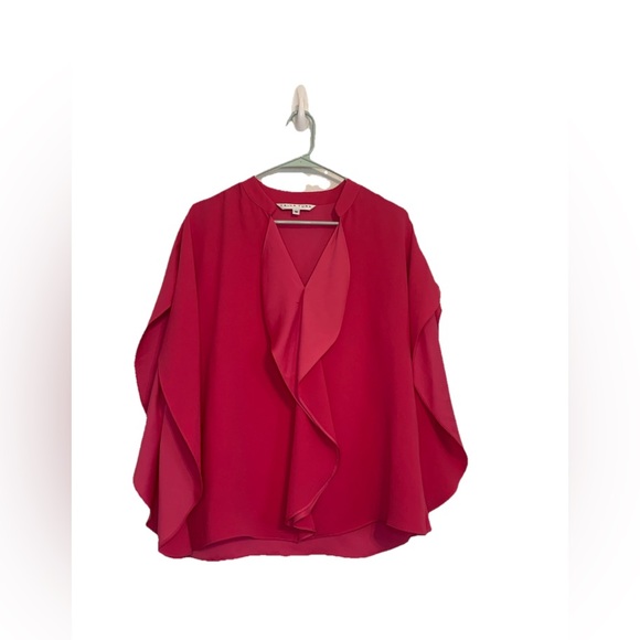 Trina Turk Womens Sz M Hot Pink Ponte Ruffle Spilt Sleeve - Picture 2 of 9